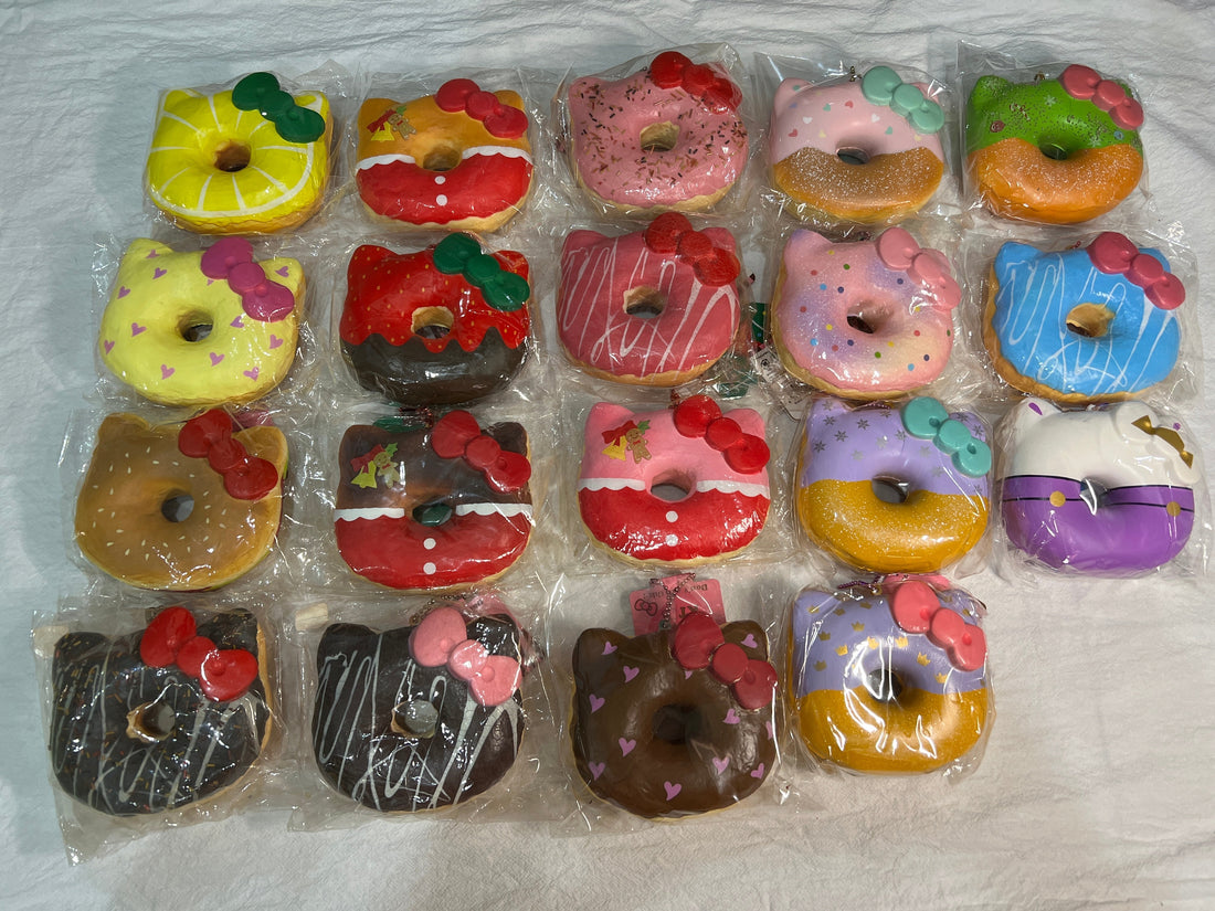 Rare Hello Kitty Donut Squishy Collection | Vintage Sanrio Squishies ASMR