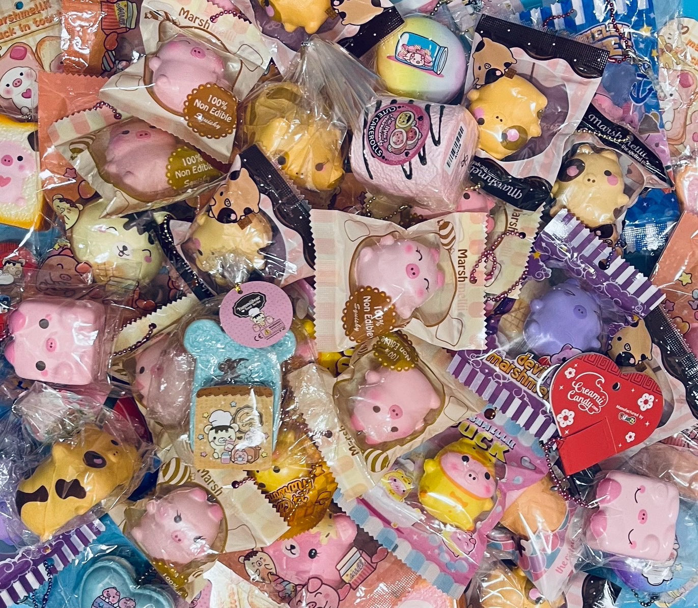 Puni Maru pig squishy collection with assorted kawaii piggy squishies