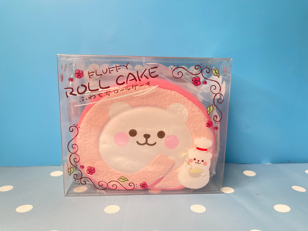 iBLOOM Fluffy Roll Cake Marmo Strawberry Pink Squishy