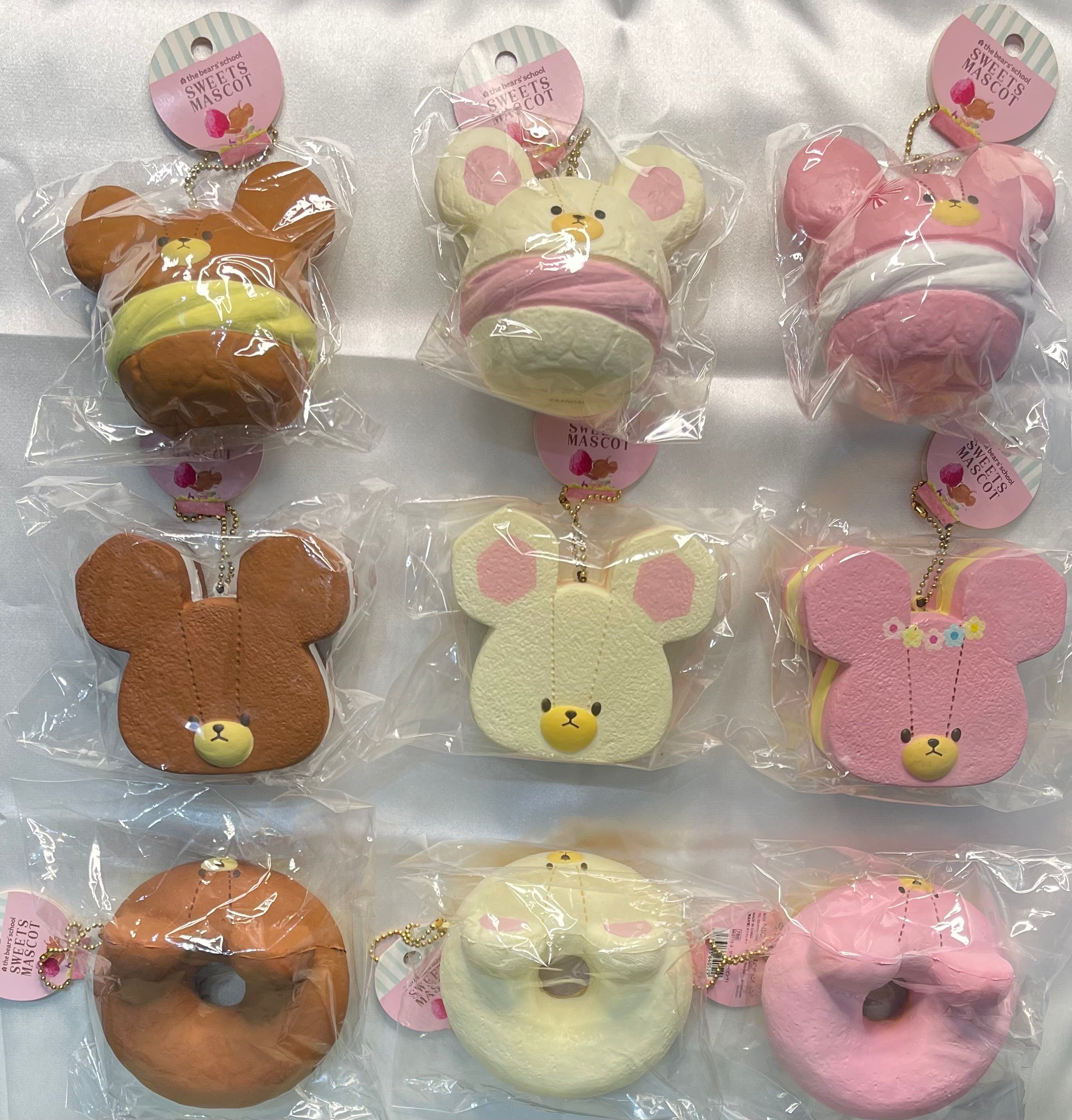 Rare The Bears' School Squishy Sweets Mascot Donut Cream Puff Cream Sandwich