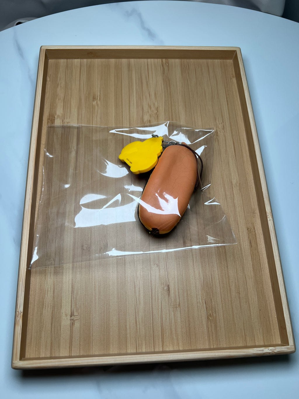 Vintage 2009 Rilakkuma Kiiroitori chocolate eclair squishy back view