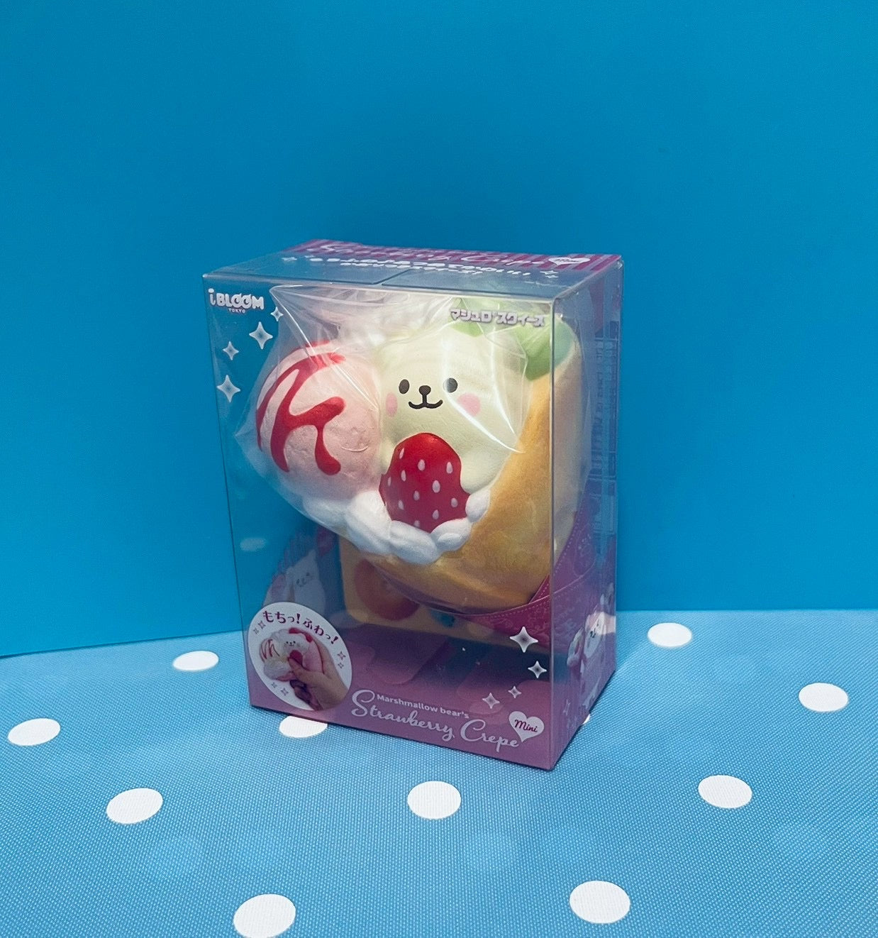 i-BLOOM Marshmallow Bear's Strawberry Crepe Mini Squishy｜Scented Slow Rising Toy