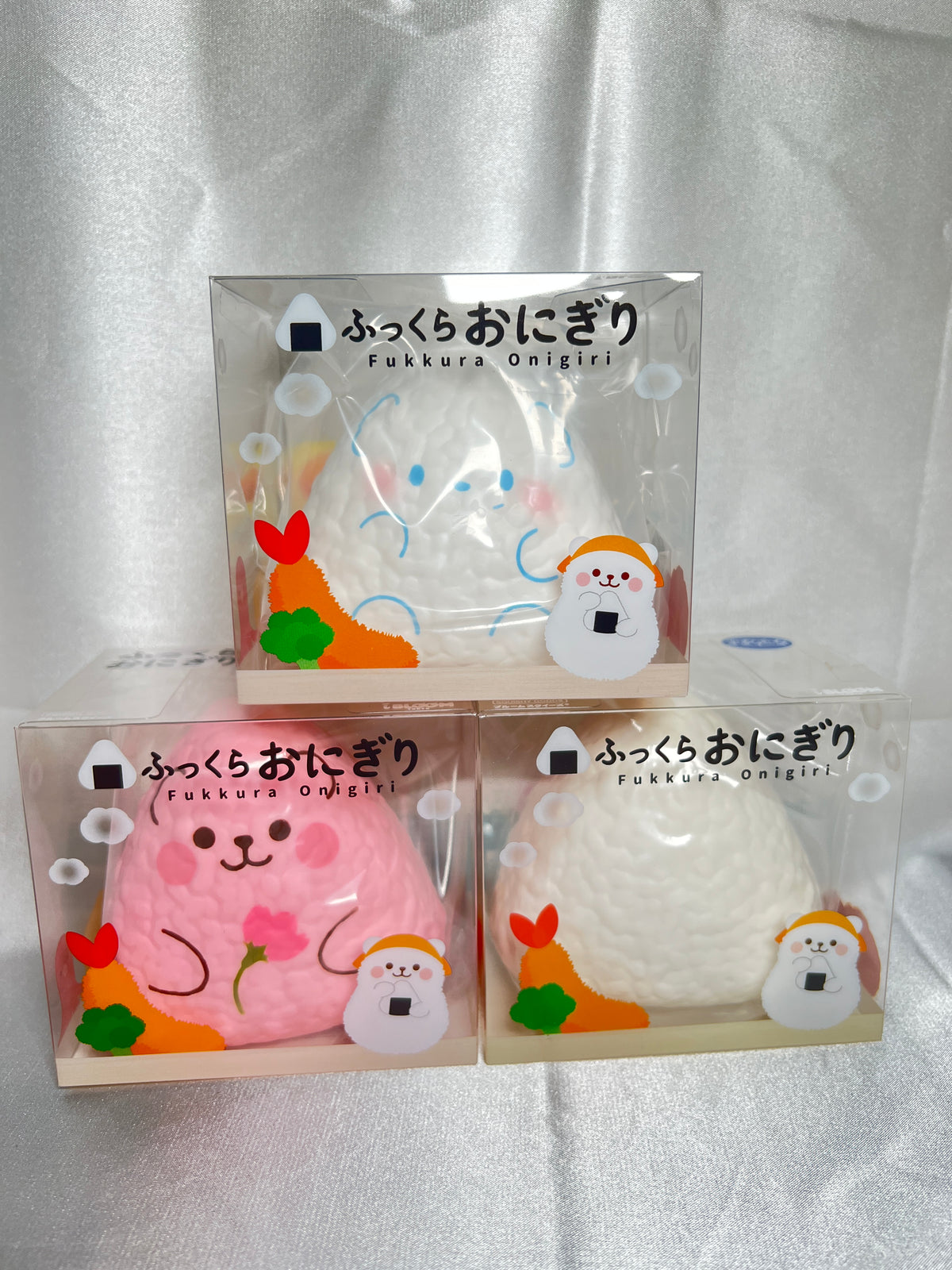 iBLOOM Fukkura Onigiri Squishy Full Set of 3 – Puchi Salt Sakura Denbu