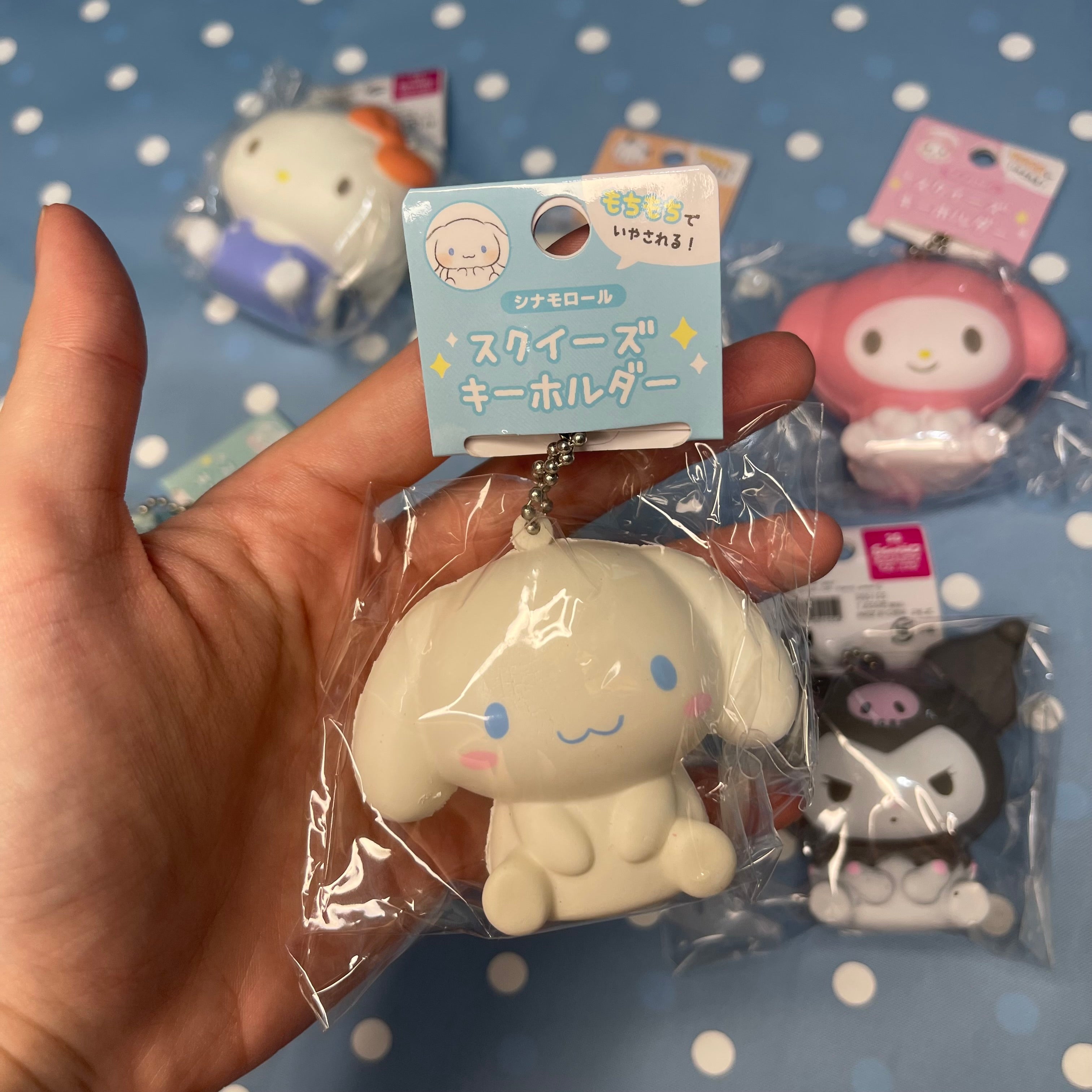 Sanrio Characters Squishy Keychain – Hello Kitty Cinnamoroll My Melody Kuromi Pochacco Hangyodon