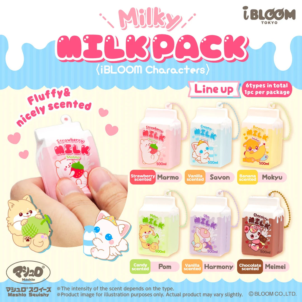 iBLOOM Milky Milk Pack Squishy – Choose a Design, Random Blind Box or Complete Set of 6