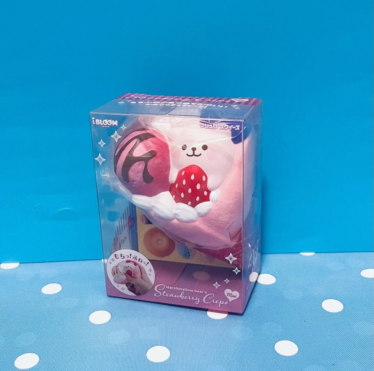 i-BLOOM Marshmallow Bear's Strawberry Crepe Mini Squishy｜Scented Slow Rising Toy