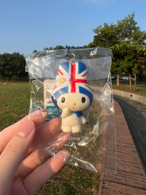 2011 NIC Sanrio My Melody Union Jack Squishy Keychain Front Rare Vintage Sanrio Squishy Collectible