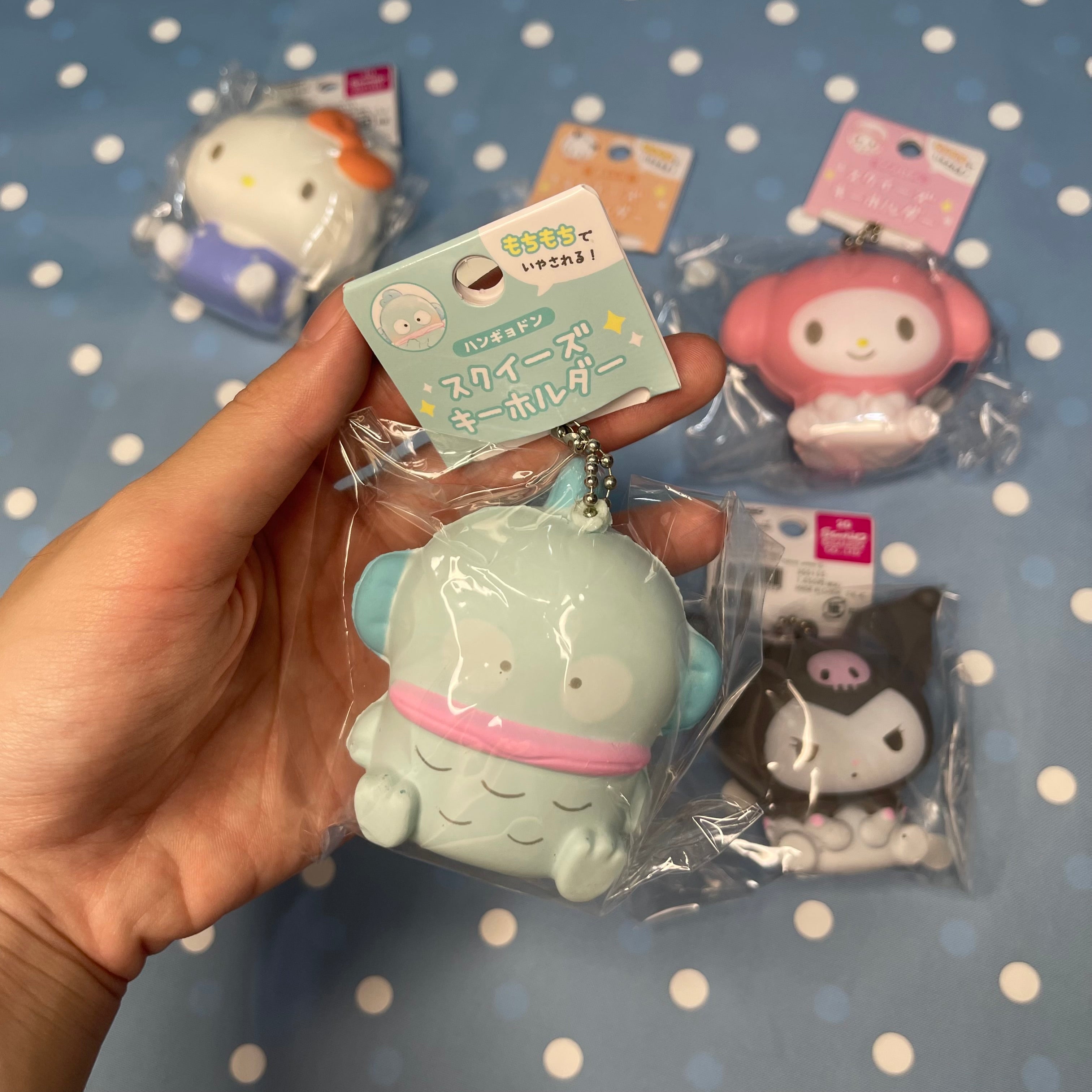 Sanrio Characters Squishy Keychain – Hello Kitty Cinnamoroll My Melody Kuromi Pochacco Hangyodon