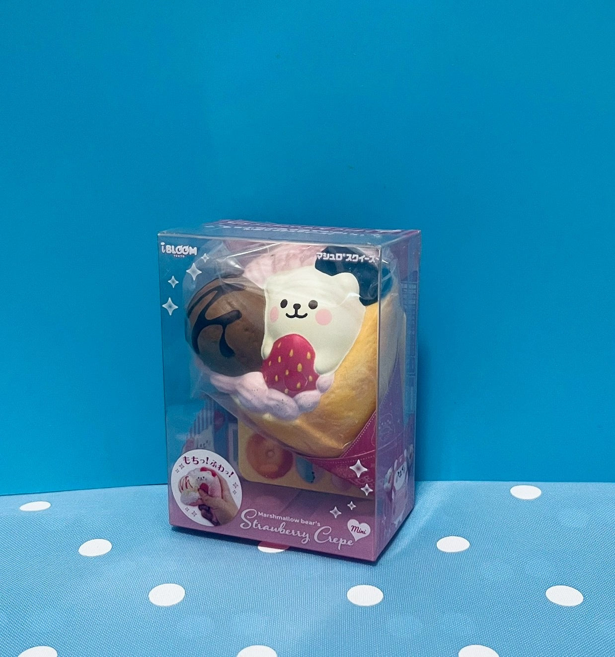 i-BLOOM Marshmallow Bear's Strawberry Crepe Mini Squishy｜Scented Slow Rising Toy