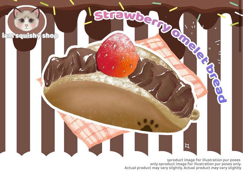 iam Strawberry Omelet Bread Squishy Keychain – Slow Rising Kawaii Dessert Charm