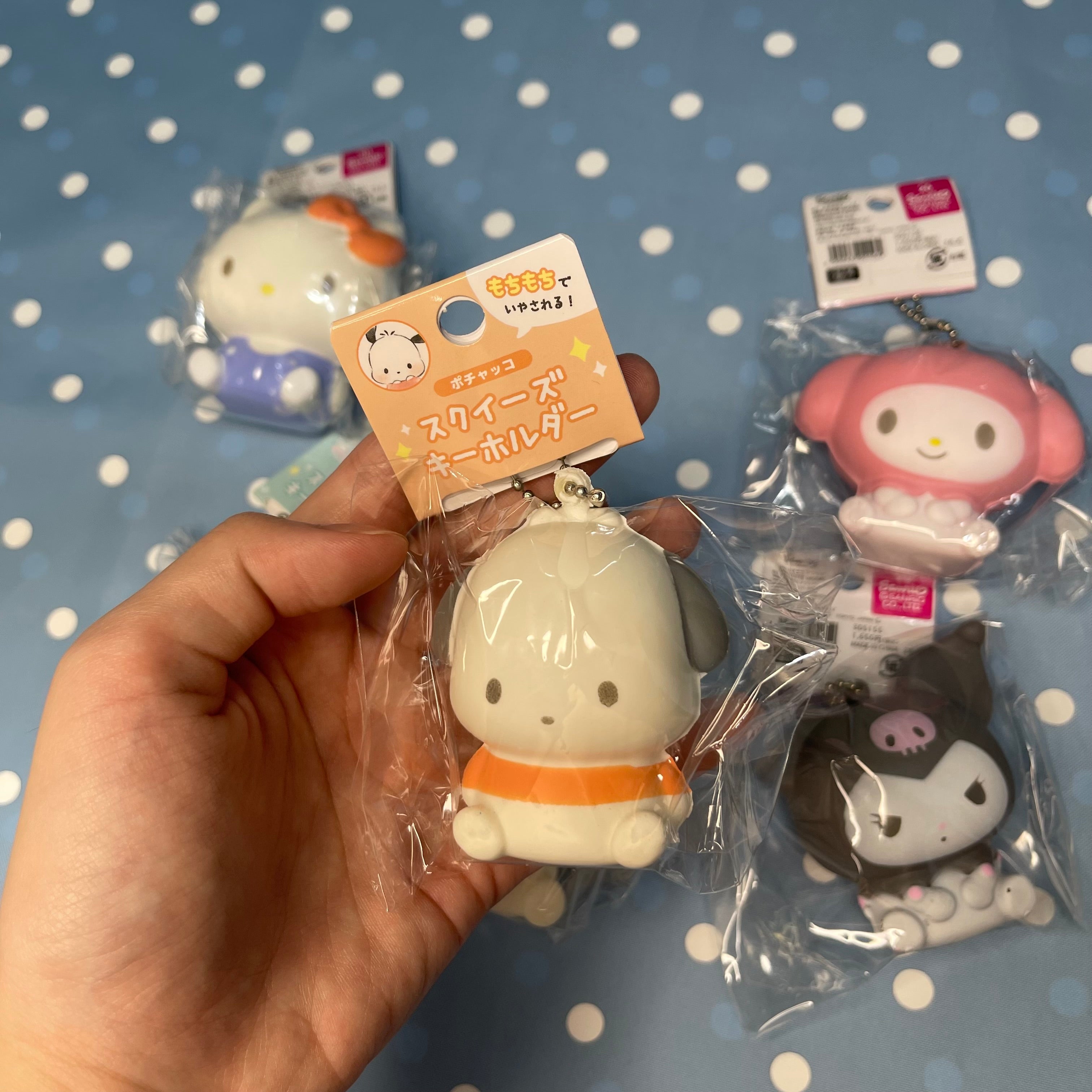 Sanrio Characters Squishy Keychain – Hello Kitty Cinnamoroll My Melody Kuromi Pochacco Hangyodon