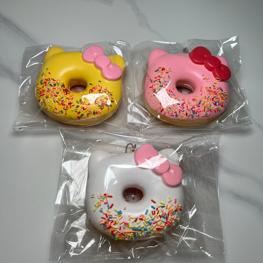 Rare 2017 Sanrio Hello Kitty Donut Squishy Mascot Yellow Pink White Collection