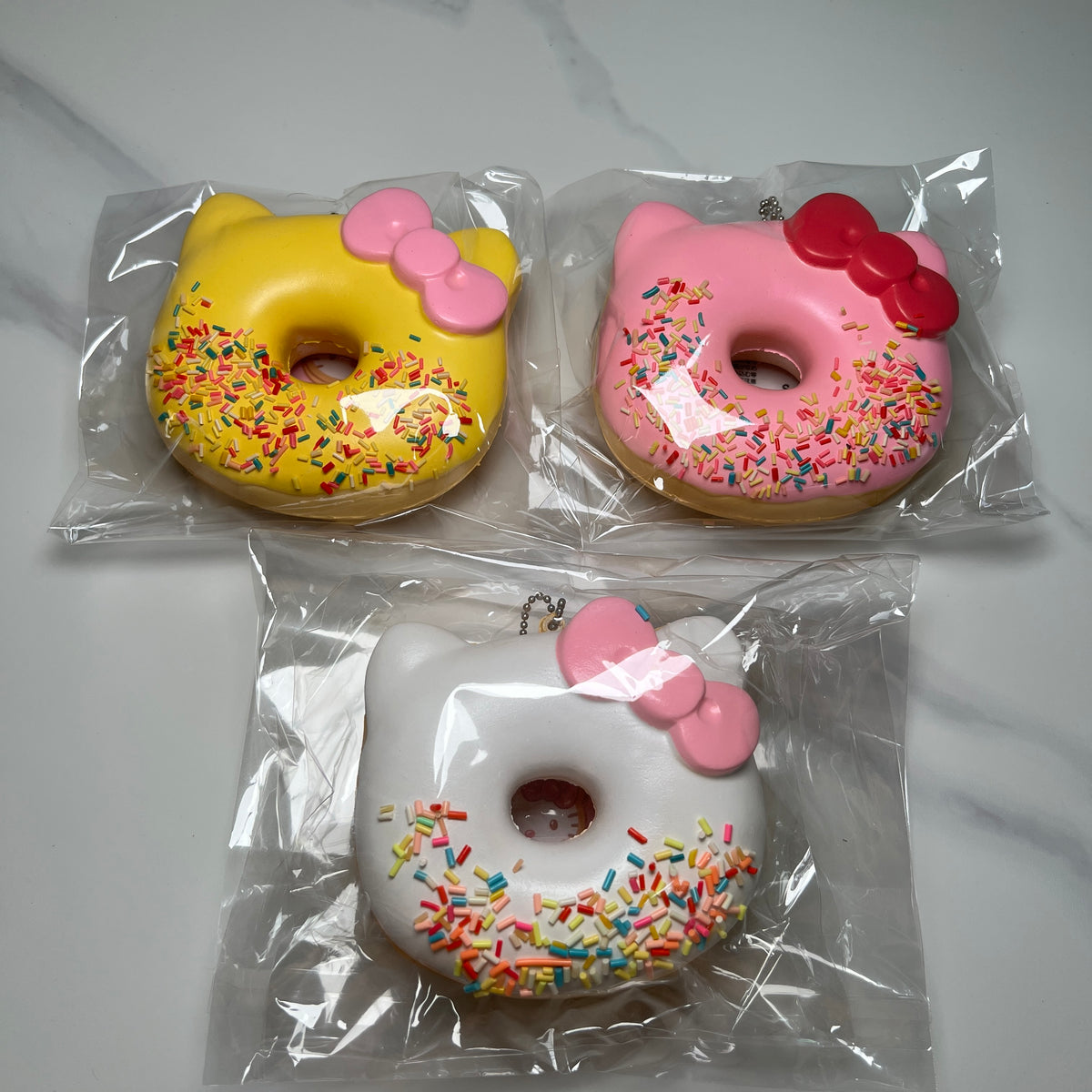 Rare 2017 Sanrio Hello Kitty Donut Squishy Mascot Yellow Pink White Collection