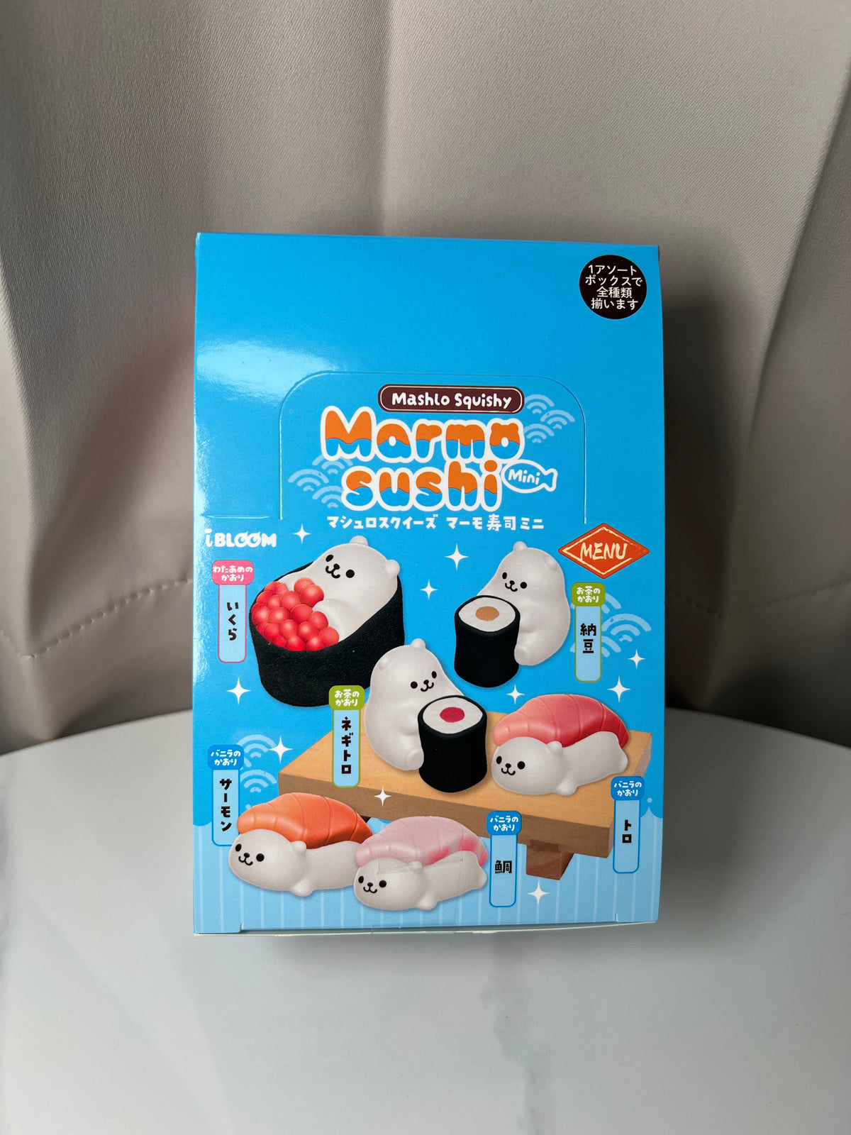 iBLOOM Marmo Sushi Mini Squishy complete set of 6 full box Japanese scented squishies