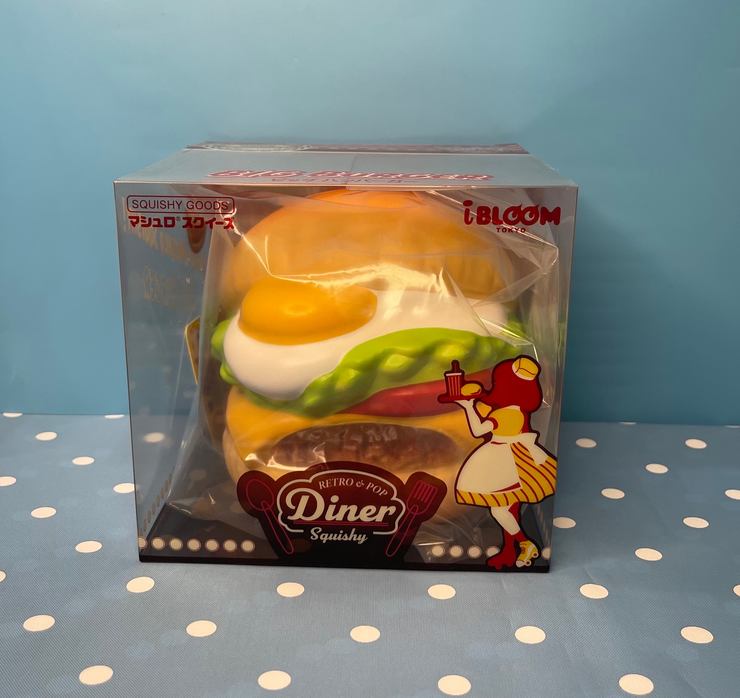 iBLOOM Big Hamburger Egg Burger Japanese food squishy in original packaging