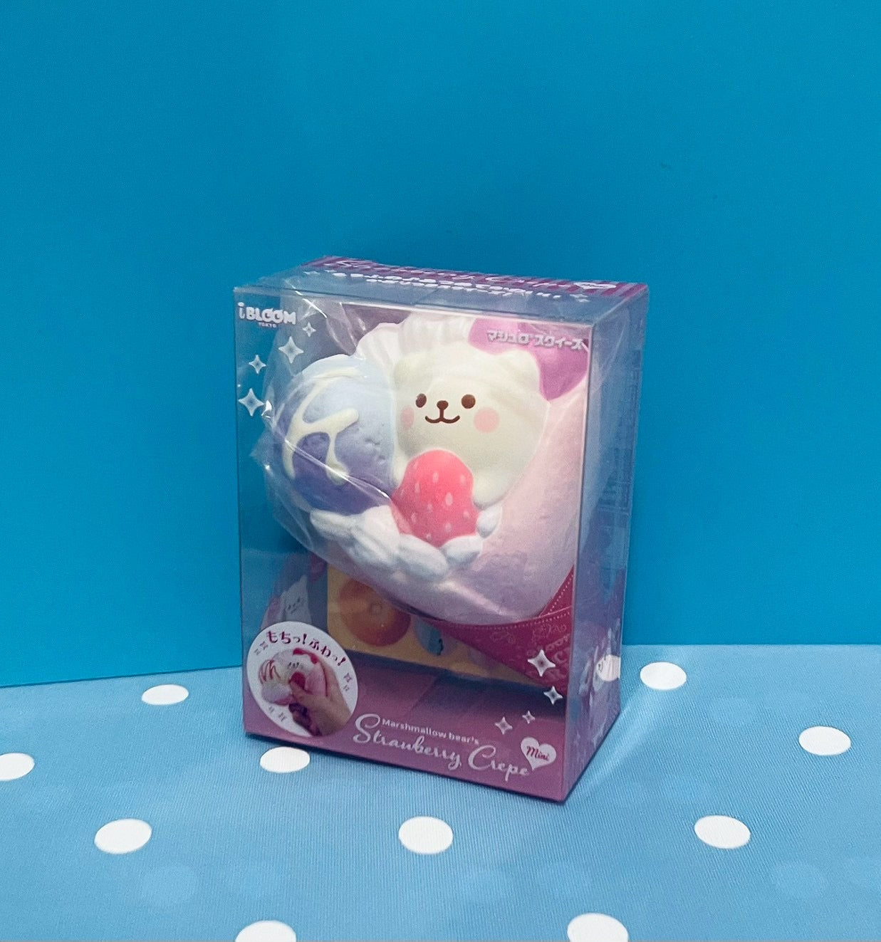 i-BLOOM Marshmallow Bear's Strawberry Crepe Mini Squishy｜Scented Slow Rising Toy