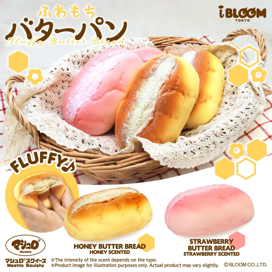 iBLOOM Fluffy Butter Bread Squishy – Honey & Strawberry Scented Japanese Bread