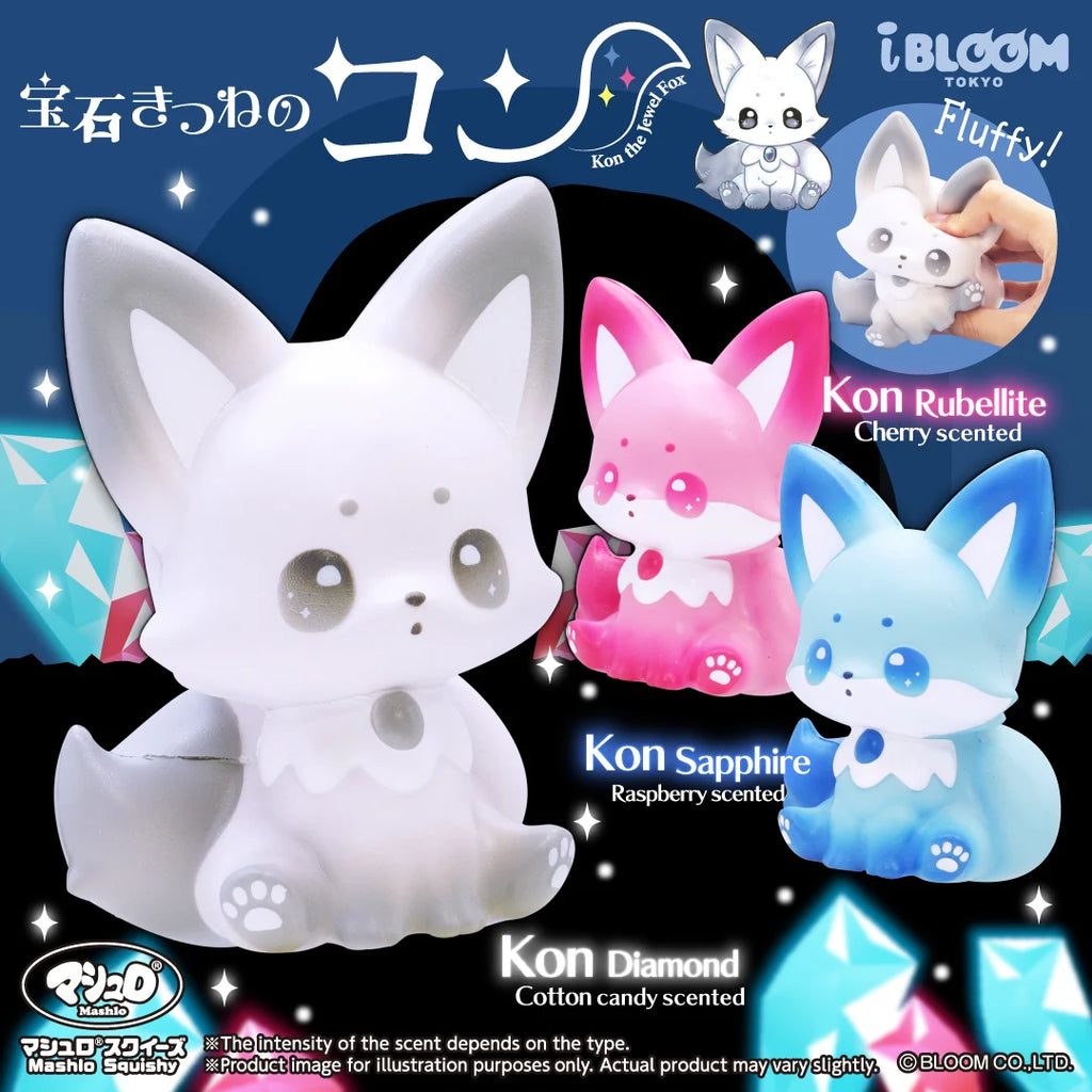 i-BLOOM Kon Diamond the Jewel Fox Squishy – white cotton candy scented fox