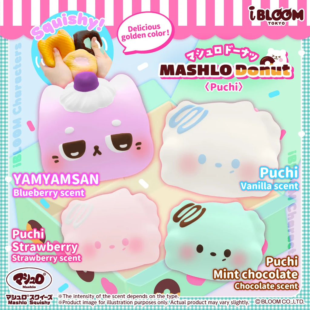 iBLOOM Mashlo Donut Puchi and YAMYAM SAN scented squishy collection