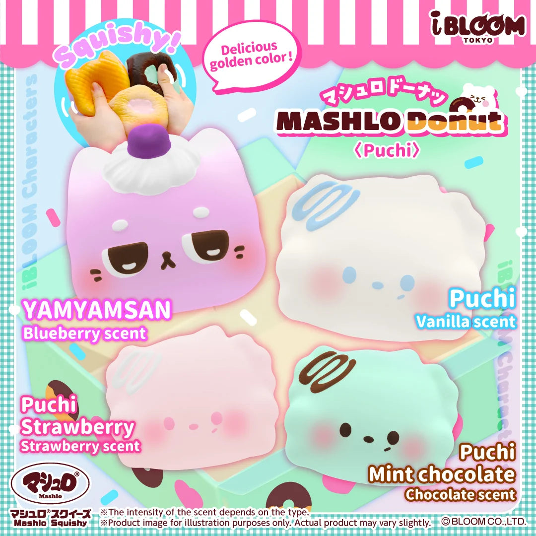iBLOOM Mashlo Donut Puchi and YAMYAM SAN scented squishy collection