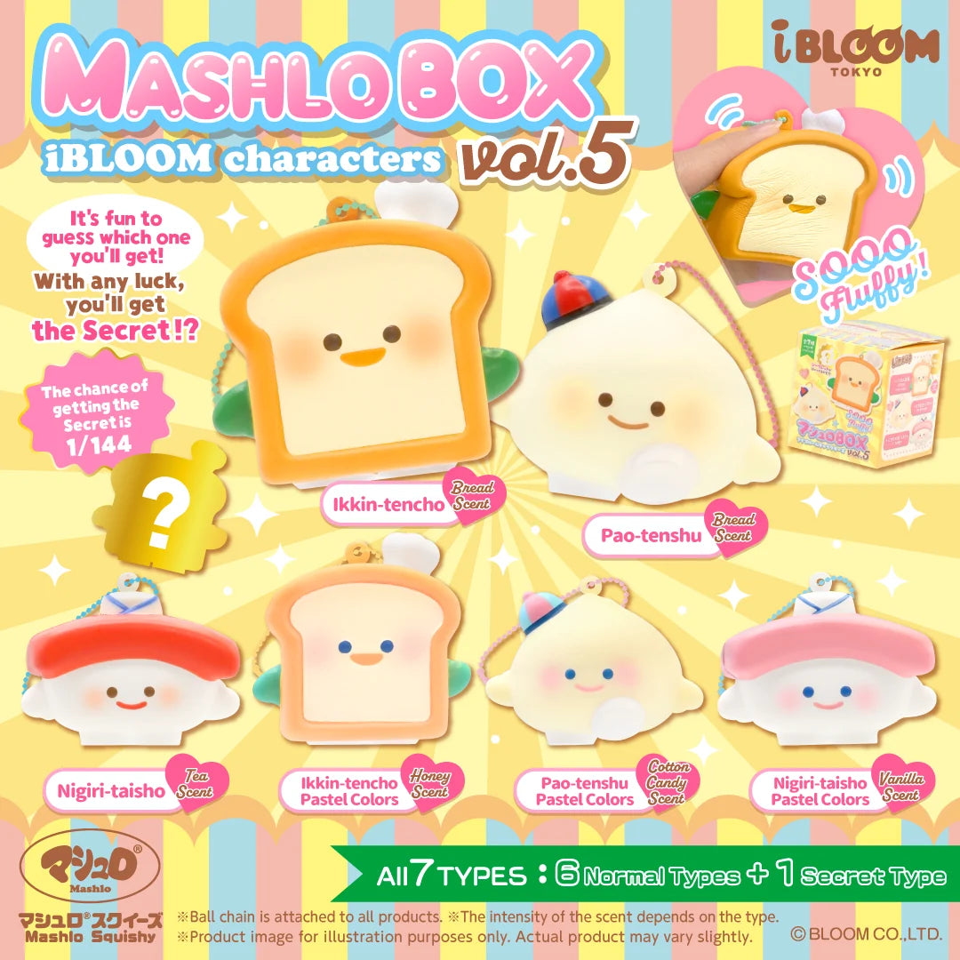 iBLOOM Mashlo BOX Characters Vol.5 Squishy – Complete Set of 6 | Paku Mogu Town