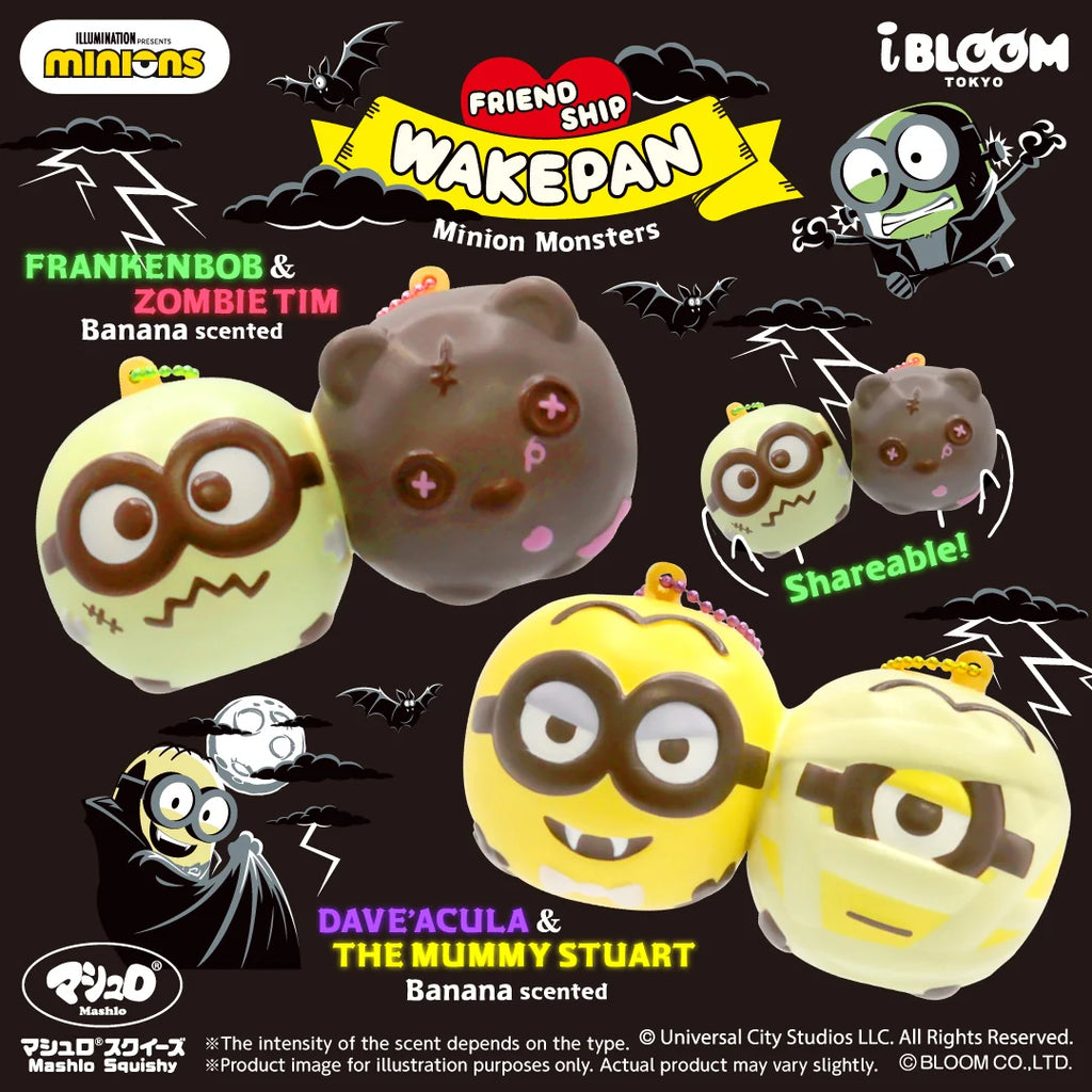 iBLOOM Minions Monsters Friend Ship Wakepan Squishy Japan Limited – FrankenBob Zombie Tim and Dave'acula Mummy Stuart